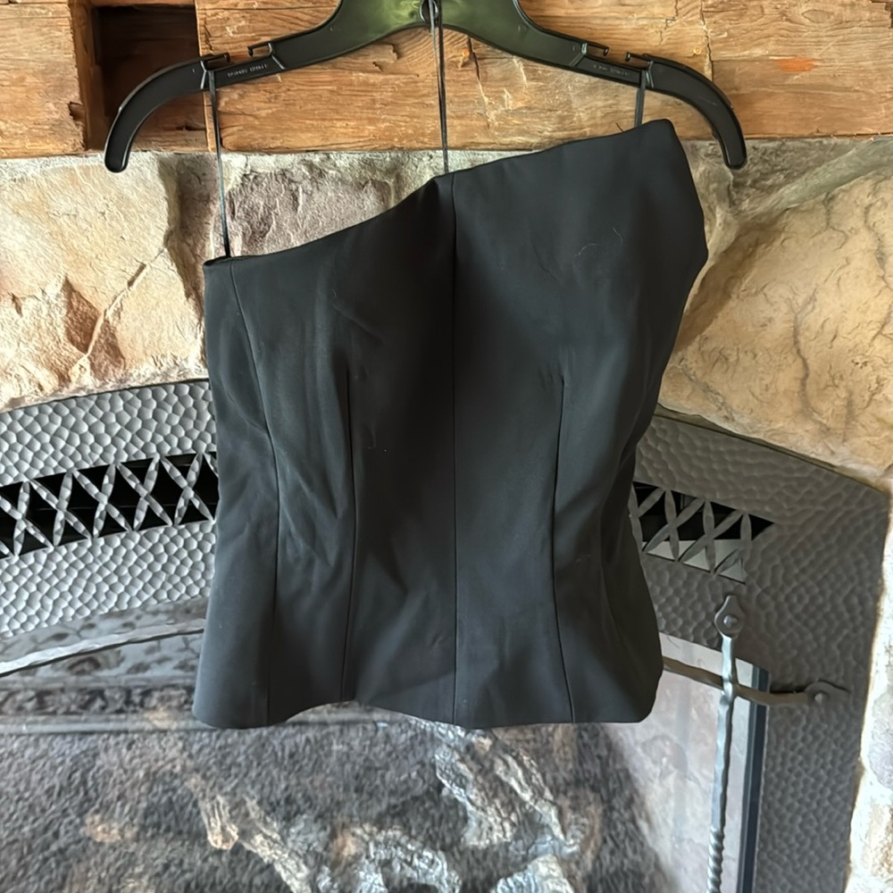 Zara limited design black strapless tailored top
